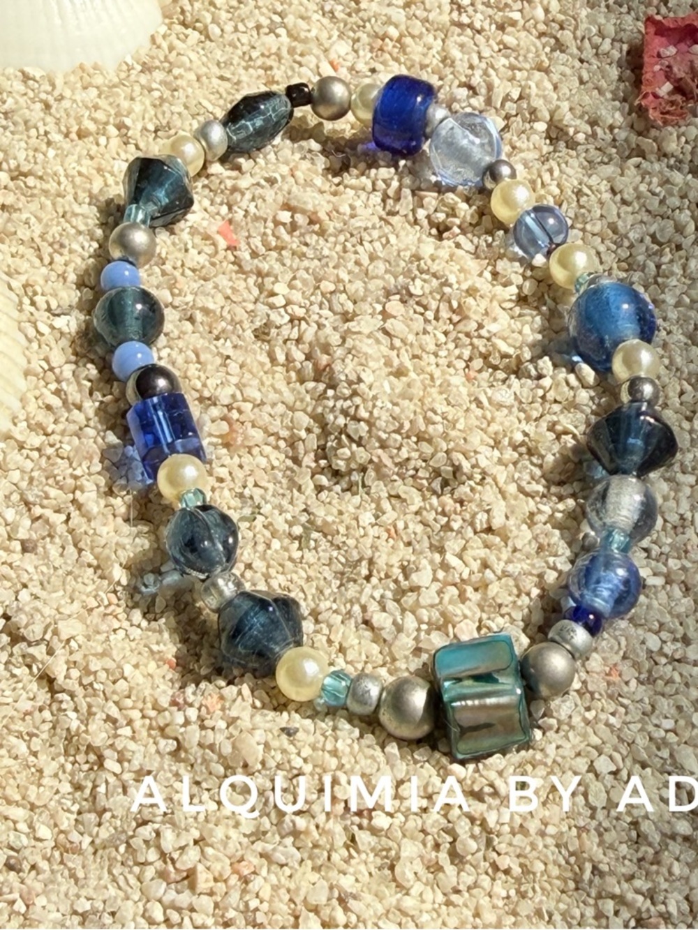 Alquimia Blue & Pearl Glass Beaded Bracelet